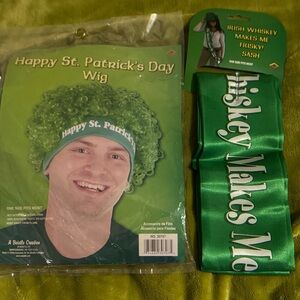 BEIS Green St. Patrick's Day Wig and Sash Set